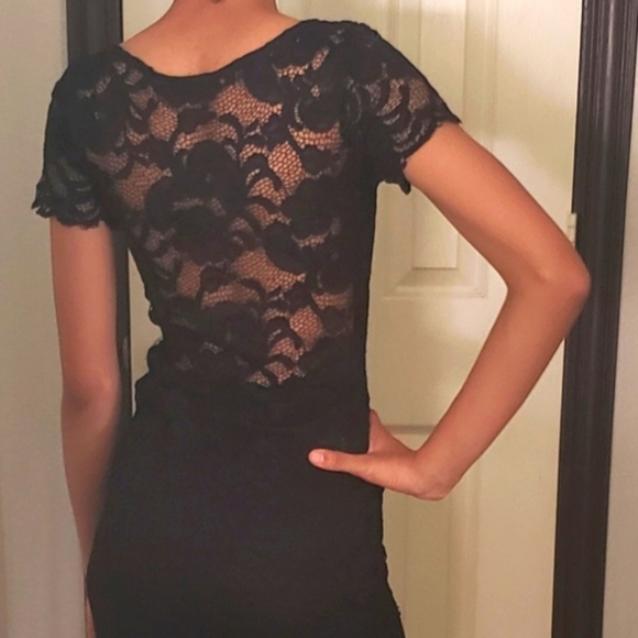 Ambiance Dresses & Skirts - Ambiance Black Lace Dress Women's Size Small With Inside Slip Short Sleeve